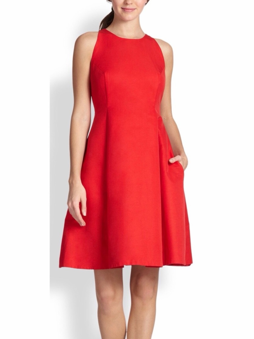 Kate Spade Red Silk Cotton Blend Fit and Flare Dress - size 8
